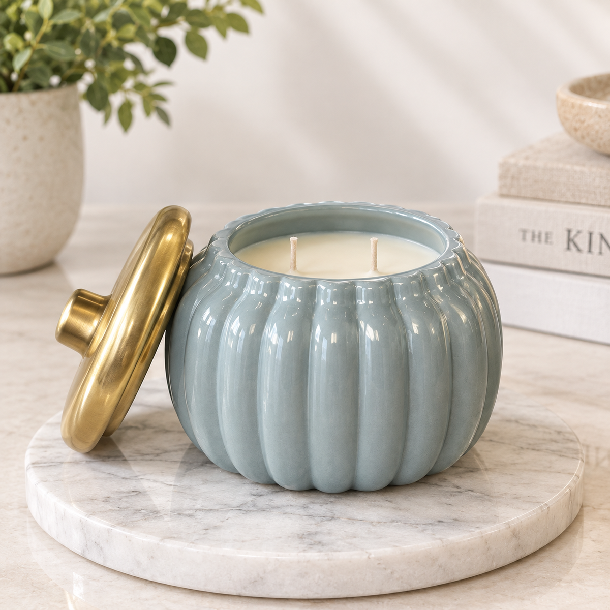 Blue Ridge Autumn-24 oz Ceramic Harvest Pumpkin Soy Candle