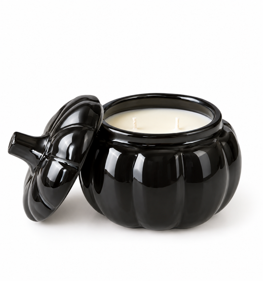 Forest Chai- 14 oz Black Glass Pumpkin Soy Candle